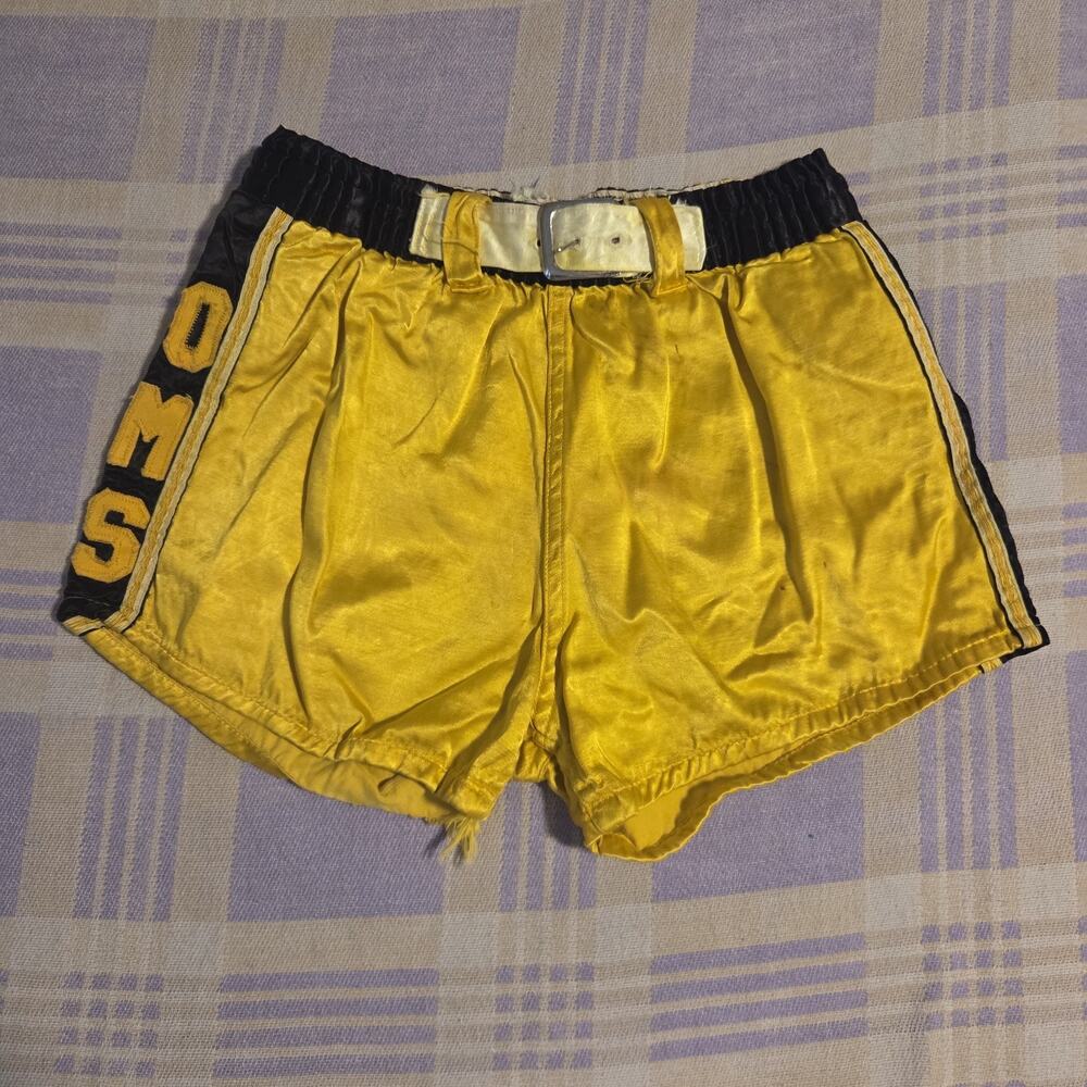 Vintage Felco Basketball Shorts Athletic Wear Belted 40s 50s Medium OMS 1 Yellow